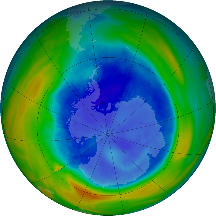 Antarctic ozone map for 05 September 1990
